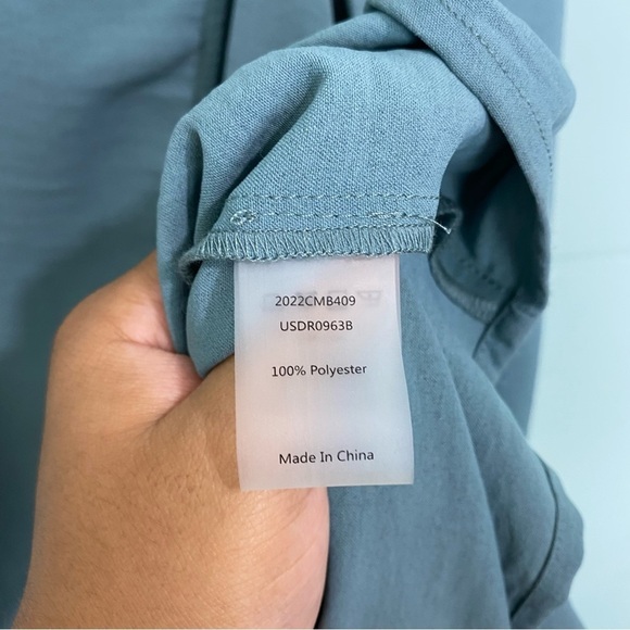 Universal Standard Airy Crepe Wrap Dress Goblin Blue 22 24 Midi‎ Short Sleeve - Picture 4 of 4